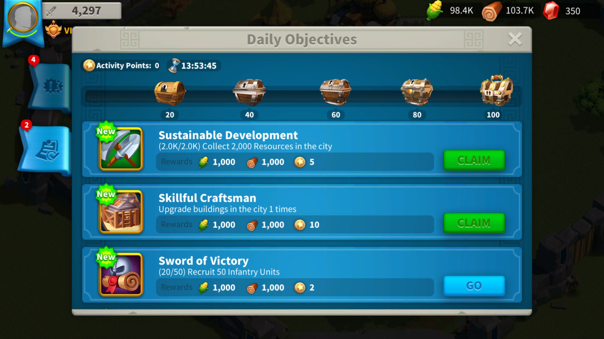 rise of kingdoms daily quests